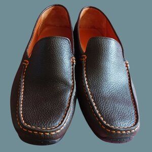 Geox Respira Mens   Slip-On Shoes With Orange Stitching Dark Brown size 44